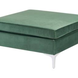 Wyld and Coco Green Velvet Square Ottoman with Silver Metal Legs - thumbnail 2