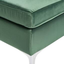 Wyld and Coco Green Velvet Square Ottoman with Silver Metal Legs - thumbnail 6