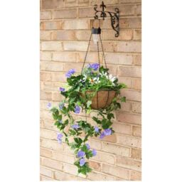 Primrose Artificial Duranta Purple Flowers Hanging Basket with Solar Light 26cm - thumbnail 4