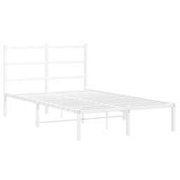 Berkfield Home Metal Bed Frame without Mattress with Headboard White 120x200cm - Size: Small Double - thumbnail 2