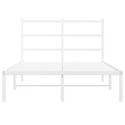 Berkfield Home Metal Bed Frame without Mattress with Headboard White 120x200cm - Size: Small Double - thumbnail 5