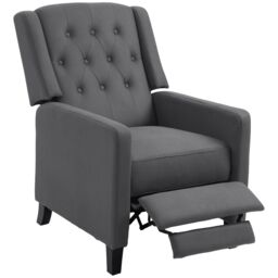 HOMCOM Button Tufted Recliner Chair, Microfibre Cloth Reclining Armchair in Grey - thumbnail 2