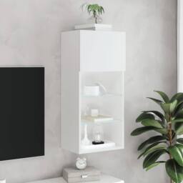 Berkfield Home TV Cabinet with LED Lights White 40.5x30x90 cm - thumbnail 4
