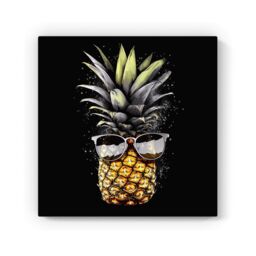 "Warren Reed - Designer Splashart Pineapple In Glasses Canvas - Size: W16"" x H16""" - thumbnail 2