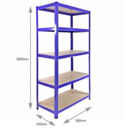 Monstershop 3 x Monster Racking T-Rax Metal Storage Shelves, Blue, 90cm W, 45cm D in Blue - thumbnail 6