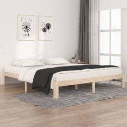 Berkfield Home Bed Frame Solid Wood 180x200 cm Super King Size in Light Tan - thumbnail 2