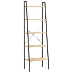Berkfield Home 5-Tier Standing Shelf Light Brown & Black 56x35x174 cm - Size: 56 x 35 x 174 cm - thumbnail 2