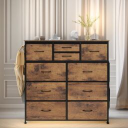 Rafaelo Mobilia Industrial 10 Drawer Chest Rustic Brown in Dark Brown - thumbnail 5