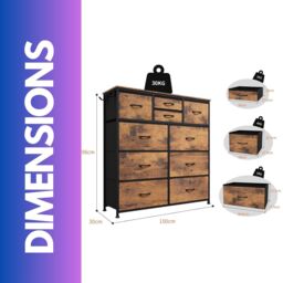 Rafaelo Mobilia Industrial 10 Drawer Chest Rustic Brown in Dark Brown - thumbnail 6