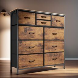 Rafaelo Mobilia Industrial 10 Drawer Chest Rustic Brown in Dark Brown - thumbnail 2