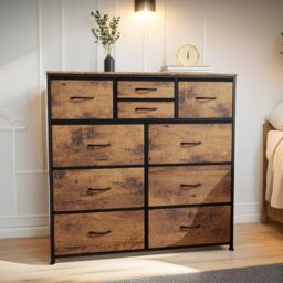 Rafaelo Mobilia Industrial 10 Drawer Chest Rustic Brown in Dark Brown - thumbnail 3