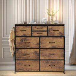 Rafaelo Mobilia Industrial 10 Drawer Chest Rustic Brown in Dark Brown - thumbnail 4