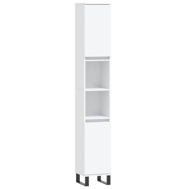 Berkfield Home Bathroom Cabinet White 30x30x190 cm Engineered Wood - Size: 30 x 30 x 190 cm - image 1