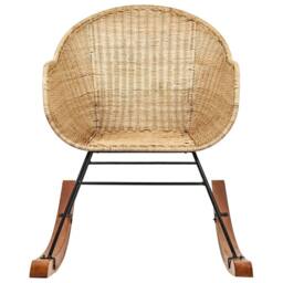 Wyld and Coco Set of 2 Natural Rattan Rocking Chairs with Mahogany Legs - thumbnail 5