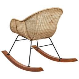 Wyld and Coco Set of 2 Natural Rattan Rocking Chairs with Mahogany Legs - thumbnail 6