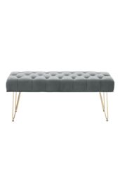 H&O Direct Tufted Velvet Bench with Golden Hairpin Legs in Light Grey - thumbnail 3