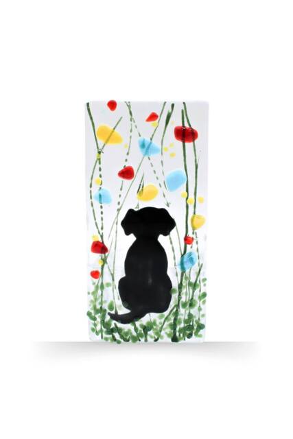Sienna Glass Handmade Fused Glass - Tea Light Holder - Dog - Wildflower - image 1