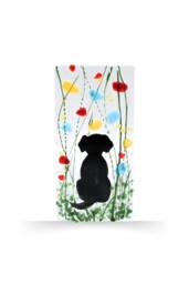 Sienna Glass Handmade Fused Glass - Tea Light Holder - Dog - Wildflower - thumbnail 2