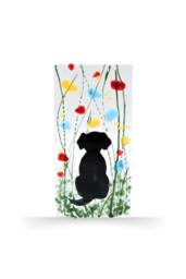 Sienna Glass Handmade Fused Glass - Tea Light Holder - Dog - Wildflower - thumbnail 1