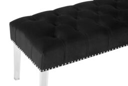 Orsina Contemporary Black Velvet Bench, Button Tufted Upholstered Bench with Clear Acrylic Legs, Hallway Seating - thumbnail 5