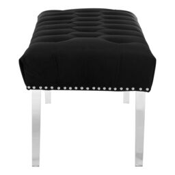 Orsina Contemporary Black Velvet Bench, Button Tufted Upholstered Bench with Clear Acrylic Legs, Hallway Seating - thumbnail 2
