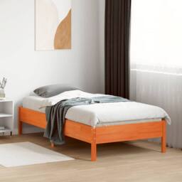 Berkfield Home Beautiful Bed Frame without Mattress Wax Brown 90x190 cm Single S - thumbnail 1