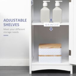 Kleankin Tall Bathroom Storage Cabinet Freestanding Linen Tower Slim Organizer in White - thumbnail 5