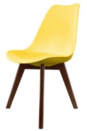 Fusion Living Soho Plastic Dining Chair with Squared Dark Wood Legs in Yellow - thumbnail 2