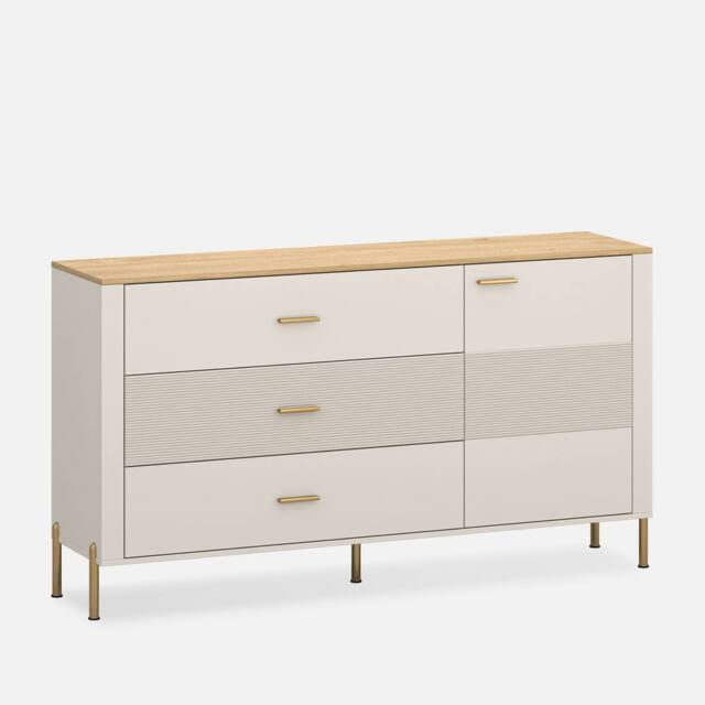 Heze Furniture Ruben 1 Door 3 Drawers Sideboard - Cashmere / Stone Oak in Light Stone - image 1