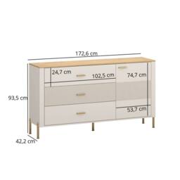 Heze Furniture Ruben 1 Door 3 Drawers Sideboard - Cashmere / Stone Oak in Light Stone - thumbnail 3