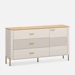 Heze Furniture Ruben 1 Door 3 Drawers Sideboard - Cashmere / Stone Oak in Light Stone