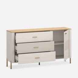 Heze Furniture Ruben 1 Door 3 Drawers Sideboard - Cashmere / Stone Oak in Light Stone - thumbnail 2