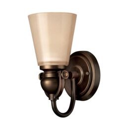 Netlighting Mayflower 1 Light Wall Light Olde Bronze Glass Shade E27 in Brown