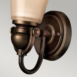Netlighting Mayflower 1 Light Wall Light Olde Bronze Glass Shade E27 in Brown - thumbnail 2