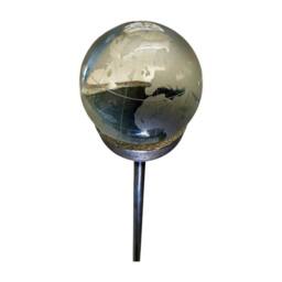 Poppyforge 3 Feet Etched World 60mm Marble Pin Garden Art (Pack of 3) in Silver