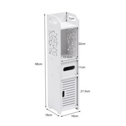 H&O Direct Freestanding Small Slim Wooden Bathroom Cabinet in White - thumbnail 6