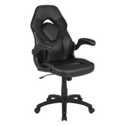 ERGOVEXA Gaming Chair White Racer Inspired Padded Seat Backrest Adjustable Height in Black - thumbnail 1