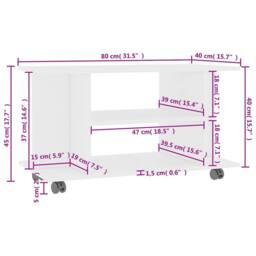Berkfield Home TV Cabinet with Castors White 80x40x40 cm Engineered Wood - Size: 80 x 40 x 40 cm - thumbnail 6