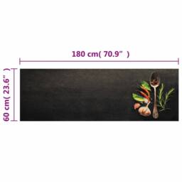Berkfield Home Kitchen Rug Washable Spices 60x180 cm Velvet in Black - thumbnail 5