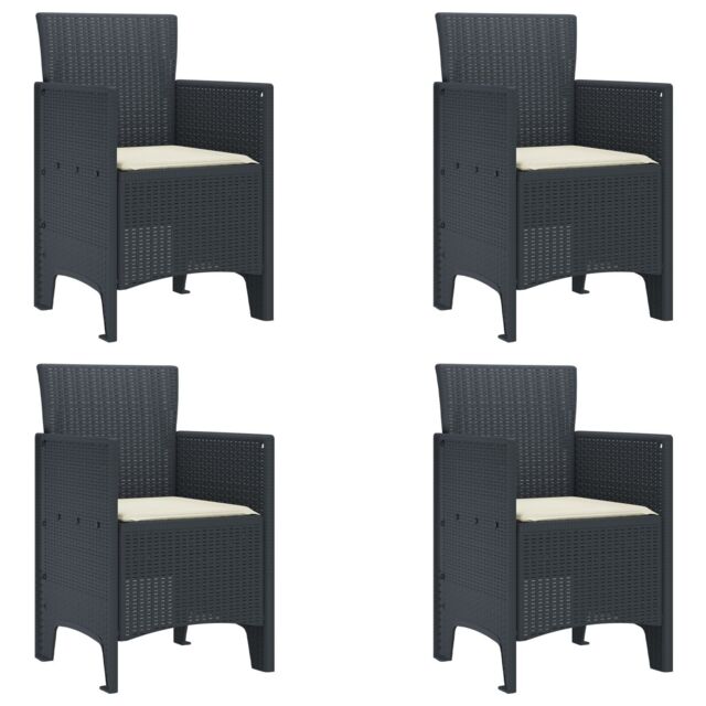 Berkfield Home Garden Chair Set of 4 Anthracite Polypropylene Standard - image 1