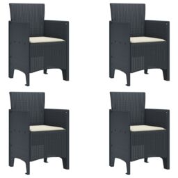 Berkfield Home Garden Chair Set of 4 Anthracite Polypropylene Standard - thumbnail 1