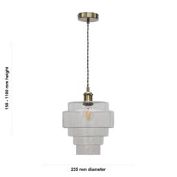 First Choice Lighting Benson - 5 Tier Clear Glass & Antique Brass Ceiling Pendant Light - thumbnail 5