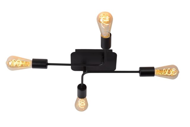 Lucide 'LESTER' Dimmable Stylish Indoor Decorative Flush Ceiling Light 4xE27 in Black - image 1