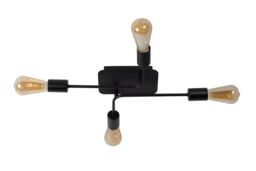 Lucide 'LESTER' Dimmable Stylish Indoor Decorative Flush Ceiling Light 4xE27 in Black - thumbnail 2