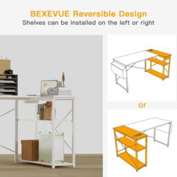 BEXEVUE L-Shaped Computer Gaming Desk with Power Outlets 100×70/120x70cm in White - Size: 100 cm - thumbnail 5