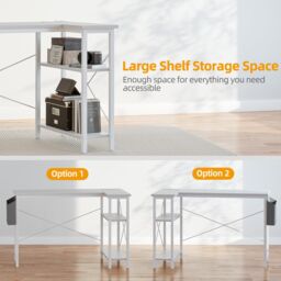 BEXEVUE L-Shaped Computer Gaming Desk with Power Outlets 100×70/120x70cm in White - Size: 100 cm - thumbnail 3