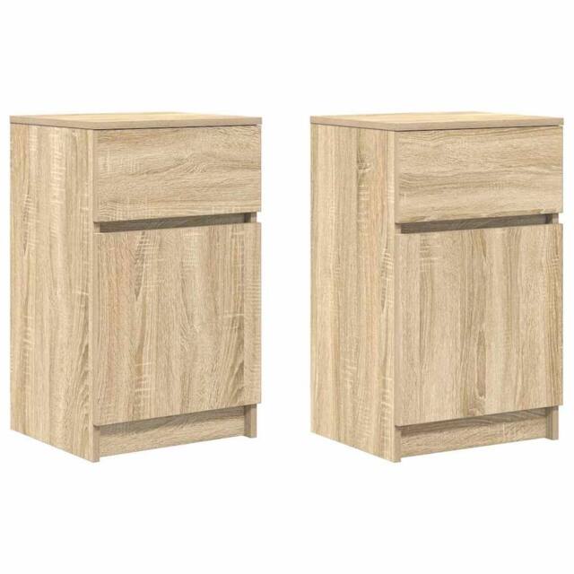 Berkfield Home Bedside Cabinets 2 pcs Sonoma Oak 39x35x65 cm Engineered Wood - Size: 39 x 35 x 65 cm - image 1