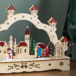 Samuel Alexander 28cm Battery Operated Wooden Christmas Festive Village with LEDs - thumbnail 6