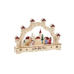 Samuel Alexander 28cm Battery Operated Wooden Christmas Festive Village with LEDs - thumbnail 4