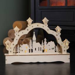Samuel Alexander 28cm Battery Operated Wooden Christmas Festive Village with LEDs - thumbnail 7